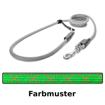 EASYLONG Hundeleine - M - 4m - grün mit roten Stichen - schmaler!!!